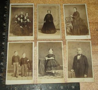 6 Civil War Era Cdvs Same Family Ithaca York Group & Individual Photos