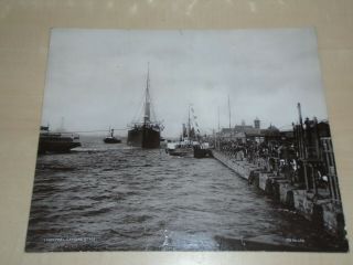 1890s Large Photograph Of Liverpool Landing Stage And Liner By M&co