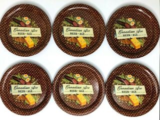 1940s Canadian Ace Brand Beer & Ale Coasters Tip Trays - Set Of 6 - Euc Chicago