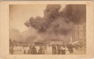People Watching A Fire; Firemen Arriving.  Concord,  Nh.  1880 
