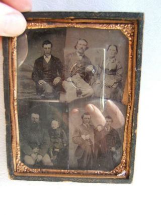 Antique 1/4 Plate Daguerreotype Case W/ 4 Tintypes