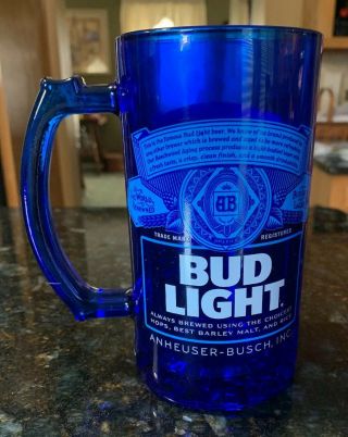 Bud Light - Anheuser - Busch Blue Glass Beer Mug - Dated 2018