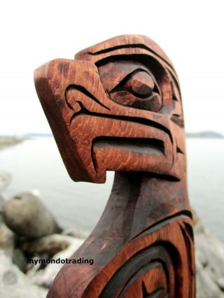 Northwest Coast First Nations Native Wood Art Carved Little Eagle North American