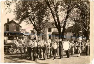 1920s Dekalb Illinois High School Marching Band Students Street Parade Photo
