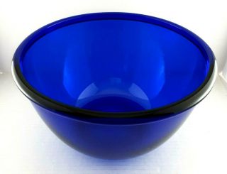 Vintage Arcoroc France Large Cobalt Blue Glass Mixing Bowl 4 Qt 11 " Euc