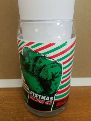 REVOLUTION Brewing Fistmas Chicago Beer Can Shaped GLASS Holiday Ale Santa 2