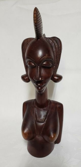 Hand Carved Wooden Woman Statue Approx 14 1/2 " Tall