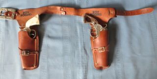 Vintage Big Buck & Unbranded Cap Guns & Roy Rogers Brown Leather Double Holster