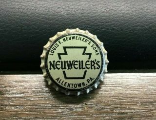 Vintage Neuweiler Beer Brewing Pa Tax Cork Bottle Cap Crown Allentown Pa