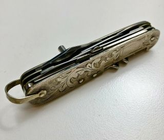 Vintage Oriental Japan - - Hand Chased Sterling Silver - 8 - Blade Multi Tool Knife 3