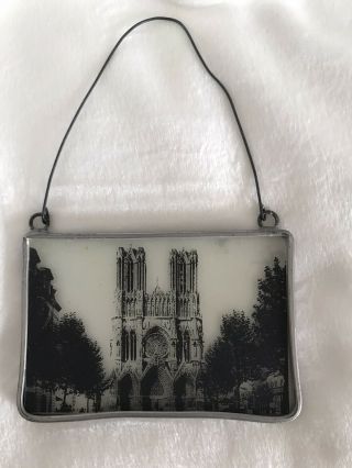 Church Of Notre Dame Paris France Magic Lantern Glass Slide Framed Ready To Hang