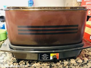 West Bend 6 Qt Slow Slo Cooker Crock Pot Vintage With Amber Glass Lid Warmer