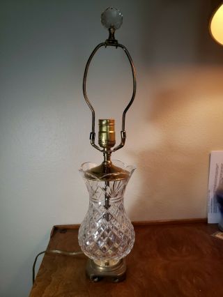 Authentic Waterford Crystal,  Brass Table Lamp 19 " Vintage Sullivan Lismore