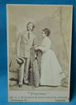1870s Cdv Carte De Visite Photo Miss Carlotta Addison Mr Montague London Stereo