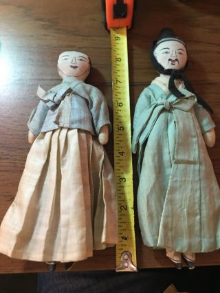 Vintage Cloth Chinese Dolls,  Man And Woman In Container