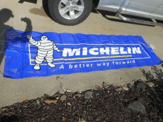 Vintage Nos Vinyl Michelin Man Tires Gas Station Advertising Banner Sign
