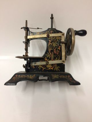 Vintage Hand Crank Child Toy Sewing Machine Germany Birds