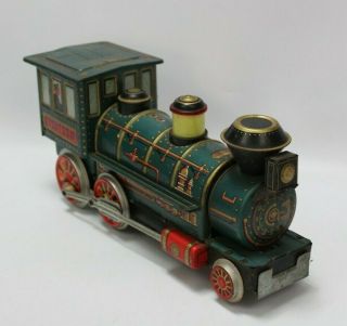 Vtg Battery Operated Litho Tin Modern Toys Western Train Engine Japan