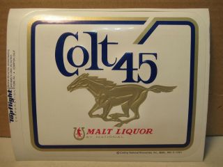 Colt 45 Malt Liquor Embossed Sticker Nos Carling Bar Mancave Usa
