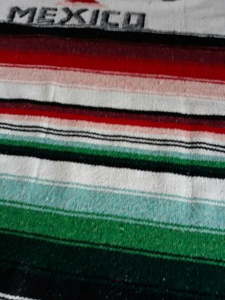 Vintage Authentic Mexican Eagle Snake Saltillo Serape Blanket Rug 80x48 Falsa 3