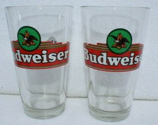 Set Of 2 Vintage Budweiser Beer Bar Pint Glasses With Anheuser Busch Eagle Logo