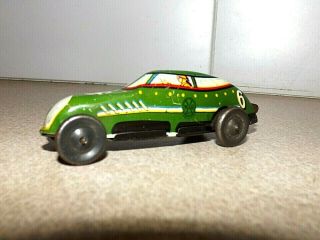 Rare Vintage Tin Litho Marx Green 6 Race Car Wind - Up Toy
