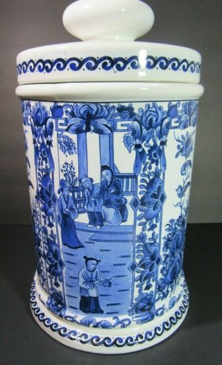 Vintage Ardalt Made In Italy Vase With Lid Blue Chinese Style Blue & White Large