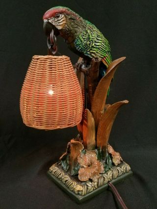 Pacific Coast Lighting Lamp - Parrot Bird - Basket Shade - Great For Tiki Bar