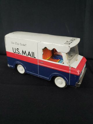 Vintage Postal Truck Japan?? Tin Friction Toy.  Roughly 6 " Long