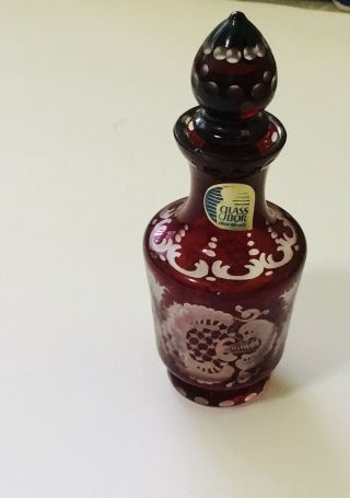 Vintage Bohemian Glass Ruby Red Egermann Perfume Bottle