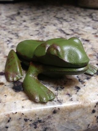 Vintage " Iron Art " Cast Iron Hinged Frog Jm259 Green