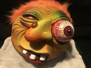 Vintage 1986 Axion Rude Ralph Madball Pull String Talking Head Monster Toy Read