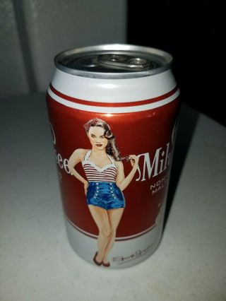 Old Milwaukee Stars & Stripes Pin Up Girl 12 Oz Beer Can Bottom Opened