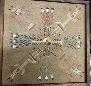 Vintage Native American - Navajo Sand Painting Box Signed