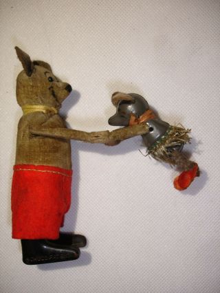 Vintage Schuco Germany Dancing Bear With Baby Mouse Wind Up Toy
