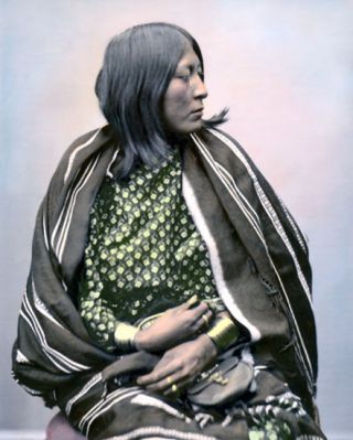 Wife Of Cheevers Native American Indian Comanche 8x10 " Hand Color Tinted Photo