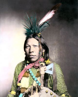 Runs Medicine Arapaho Native American Indian 1899 8x10 " Hand Color Tinted Photo