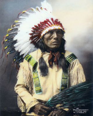 High Horse Native American Indian Sioux Chief 1900 8x10 " Hand Color Tinted Photo