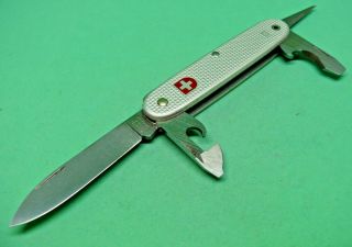 1980 Wenger 93mm Model 1961 Soldier Swiss Army Knife Silver Alox