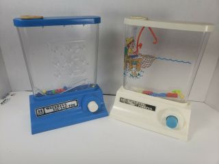 Vintage Tomy Waterful Fishful & Tic Tac Toe Water Handheld Game 1976 Toy Fishing
