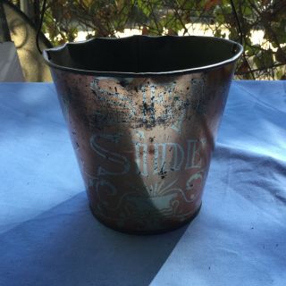 Antique 1920’s/30’s SEASIDE VERY EARLY TIN LITHO BAIL HANDLE SAND PAIL BUCKET 2