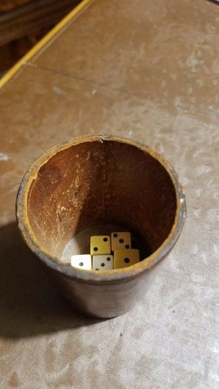 Vintage Dice And Leather Case From Late 1800s/early 1900s