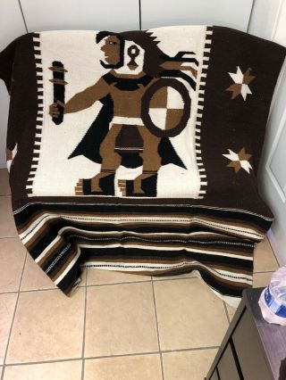 Vintage Native American Indian Southwestern Rug Blanket Throw 72x48 In.  6x4 Ft.