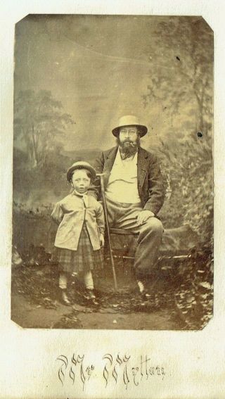 Victorian Cdv Type Photo Man Mr Mytton Smoking Pipe And Child
