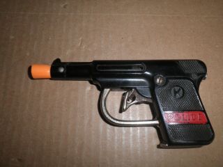 Great Old Cast Iron & Plastic " Police " Toy Cap Gun By Kilgore 1940