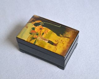 Vintage Russian Lacquer Hand Painted Miniature Box Vision To Bartholomew