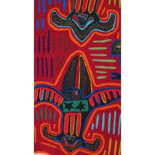 Vintage Mola Kuna Panama Abstract Animal Fish Bird Art Fabric Reverse Applique