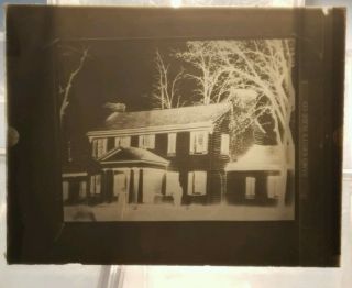 Vintage Glass Negative Slide Picture Of Old Log Cabin Home House