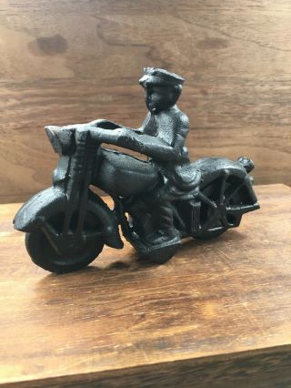 Vintage Antique Cast Iron Cop On Patrol Motorcycle 1930s Hubley ? Army