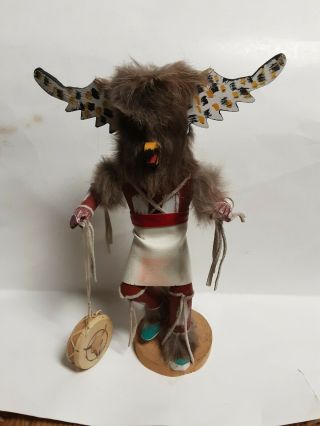Navajo 11 - 1/2 " Owl Dancer Vintage Kachina Doll Signed On Bottom Removeable Mask